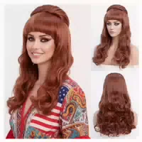 Perücke Damen Vintage Bienenstock Pony Gewellt Locken 60cm K 1 st