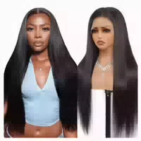 Perücke Echthaar 200dichte 70 cm 13x4 Lace Front Natural Col 1 st