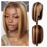 Perücke Echthaar Bob Lace Front T Teil Ombre Babyhaar 20 cm 1 st
