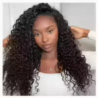 Perücke Echthaar Damen Curly 200 Dichte 35 cm Half Wig Natur 1 st