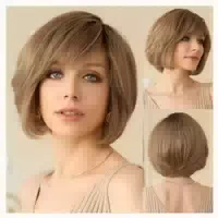 Perücke Echthaar Wellig Pixie Cut Ombre Aschblond Ombre Ash 1 st