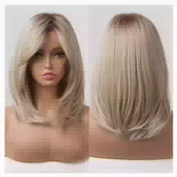 Perücke Frauen Geschichtet Synthetisch Pony Blond Hellblond 1 st