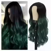 Perücke Frauen Ombre Synthetik Locken Mittelteil Schwarz Grü 1 st