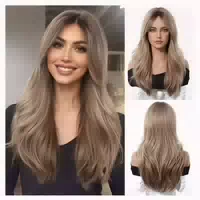 Oufei Ombre Blonde Synthetische Perücke mit Pony Mittellang 1 st