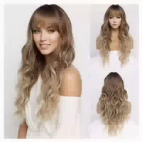 Perücke Gewellt Blond Locken Lang Damen Pony Synthetisch Omb 1 st