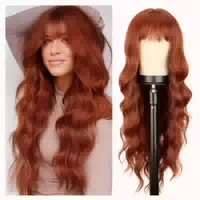 Perücke Gewellt Locken Pony 66cm Kupfer Synthetisch Frauen A 1 st