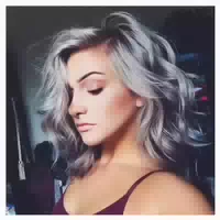 Kurze Bob Perücke mit Pony in Ombre Grau für Frauen Natürl 1 st
