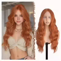 Perücke Hd Lacefront Kunsthaar Lockig 70 cm Rotbraun 1 st