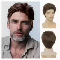Perücke Herren Kurz Gerade Seitenteil Naturhaar Synthetik Br 1 st