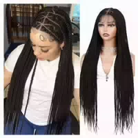 Perücke Knotless Box Braid 90 cm Lace Synthetik Schwarz 1b# 1 st