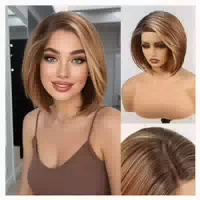 Perücke Kunsthaar Lace Front 25 cm Bob T Teil Spitze Kastani 1 st
