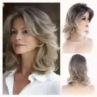 Perücke Kurz Bob Welle Synthetik Hitzebeständig Frauen Blond 1 st