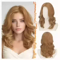 Perücke Kurz Gewellt Rot Schulterlang Synthetik Ingwer Blond 1 st