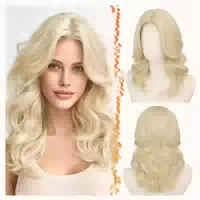 Perücke Kurz Gewellt Pony Synthetisch Auburn Highlight Braun 1 st