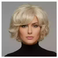 Perücke Kurz Blond Pixie mit Pony Leicht Gewellt Synthetisch 1 st