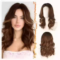 Perücke Kurze Gewellte Ombre Auburn mit Blond Highlight 40cm 1 st