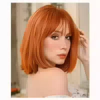 Perücke Kurzer Bob Auburn mit Pony Synthetisch 1 st