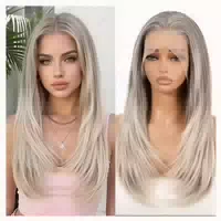 Perücke Lace Front 13x6 22 Zoll Glueless Damen Highlight Gra 1 st