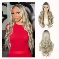 Perücke Lace Front Körperwelle 24inch Blond Grau Hell Blond& 1 st