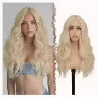 Perücke Lace Front Kunsthaar Lockig Gewellt 70cm Frauen Hell 1 st
