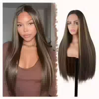 Perücke Lace Front Spitzenfront Damen Synthetik 75 cm Braun 1 st