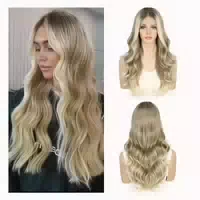 Perücke Lacefront 13x4 Synthetik Vorgezupft Blond 22 Inch Om 1 st