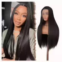 Perücke Lacefront Synthetik Haar Damen 75cm Natürlich Schwar 1 st