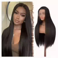 Perücke Lacefront Synthetik Haar Damen 75cm Natürlich Schwar 1 st