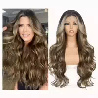 Perücke Lacefront Synthetik Ombre Balayage 26inch Braun Mix 1 st