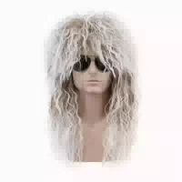 Perücke Lang Lockig Braun Weiß Vokuhila 70er 80er Rocker Uni 1 st