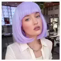 Perücke Lila Bob Kurz Pony Damen Hitzebeständig 30 cm 1 st
