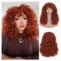 Perücke Locken Pony Afro Kunsthaar 17 Zoll Ingwer 1 st