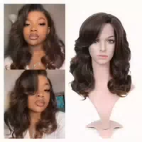 Perücke Lockig Bob Schwarz Synthetisch Spitze 16 Inch Mixed 1 st