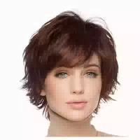 Perücke Menschenhaar Pixie Cut Damen Pony Braunrot 1 st