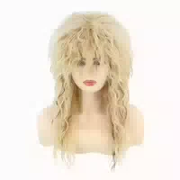 Perücke Mullet 80er Tina Rock Diva Lockig Lang Herren Beige 1 st