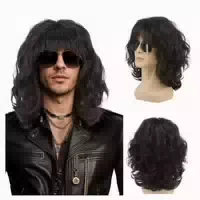Perücke Mullet Lang Lockig Dunkelbraun 70er 80er Hitzebestän 1 st