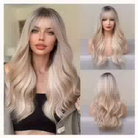 Perücke Ombre Blond Dunkelwurzeln Lockig Synthetisch Blonde 1 st