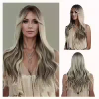 Perücke Ombre Blond Braun Bob Pony Schulterlang Grey Gradien 1 st