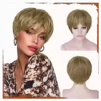 Perücke Pixie Cut Damen Pony Kunsthaar Helles Honigblond 1 st