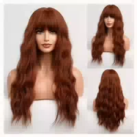Perücke Pony Kupferrot Lockig Damen Synthetisch Orange 1 st