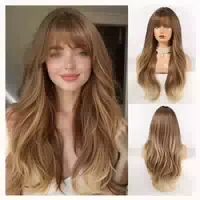 Perücke Pony Locken Stufenschnitt Synthetik Damen Alltag Omb 1 st