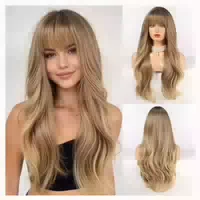 Perücke Pony Locken Synthetik Frauen Blond Braun Aschblond 1 st