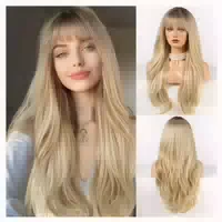 Perücke Pony Locken Stufenschnitt Synthetik Damen Alltag Omb 1 st