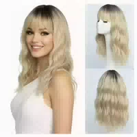 Perücke Dunkelbraun Locken Mittellang Pony Damen Dunkelbraun 1 st