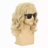 Perücke Rocker Herren Damen Lang Lockig 70er Blonde 1 st