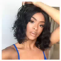 Perücke Damen Kurz Bob Locken Afro Mittelteil Violett Dunkel 1 st