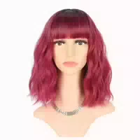 Perücke Short Wave Bob Pony Synthetisch Rosa Ombré Schwarz D 1 st