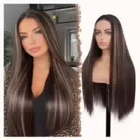 Perücke Spitzenfront Synthetik Damen Haar Braun Mix Auburn U 1 st