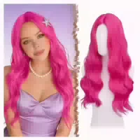 Perücke Spitzenfront Synthetik Wellig Damen Hot Rosa 60 cm W 1 st