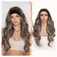 Stirnband Perücke Body Wave 66cm Aschbraun mit Blond Highlig 1 st